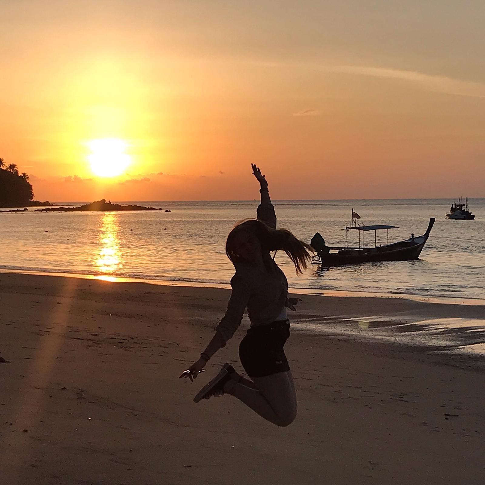 Sunset beach jump